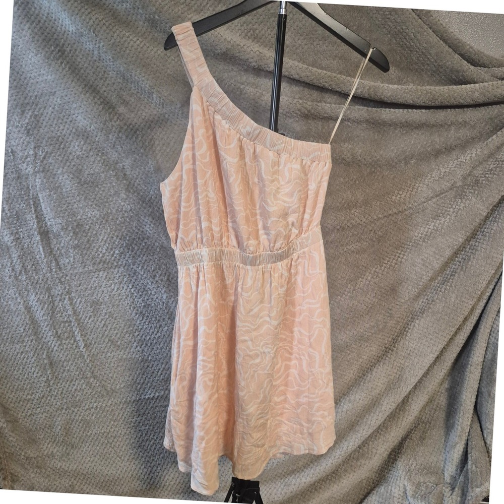 Abercrombie & Fitch One Shoulder Mini Dress Peach White Swirl Size S Summer